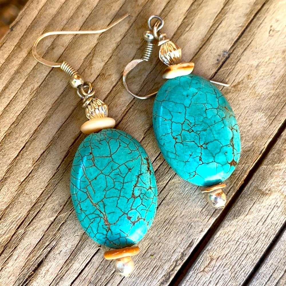 Handmade Turquoise and Silver Earrings